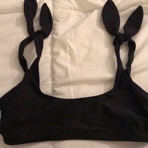 Black target bathing suit top
